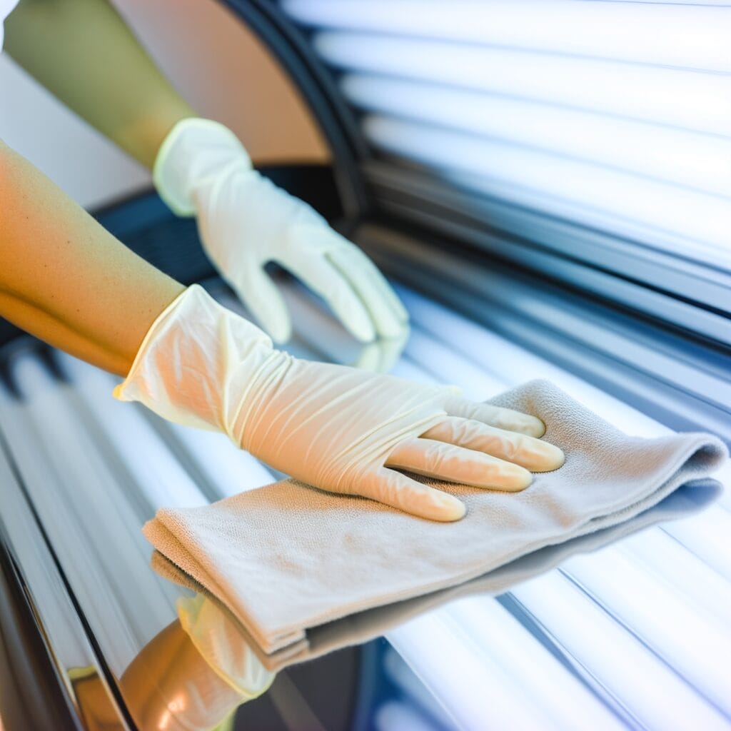 Hand Cleaning a Tanning Bed Bulb