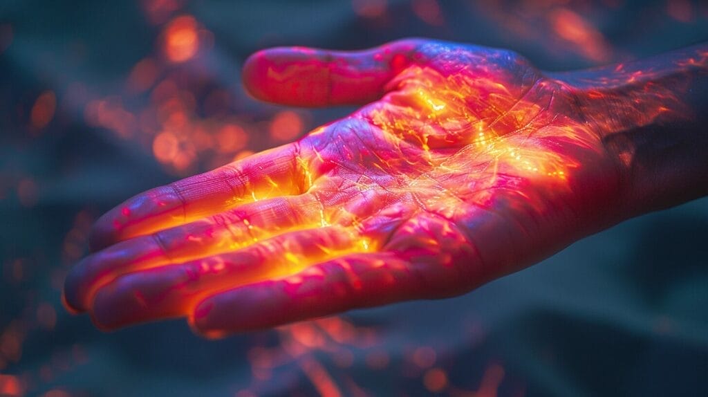 Hand exposed to UV light, skin damage