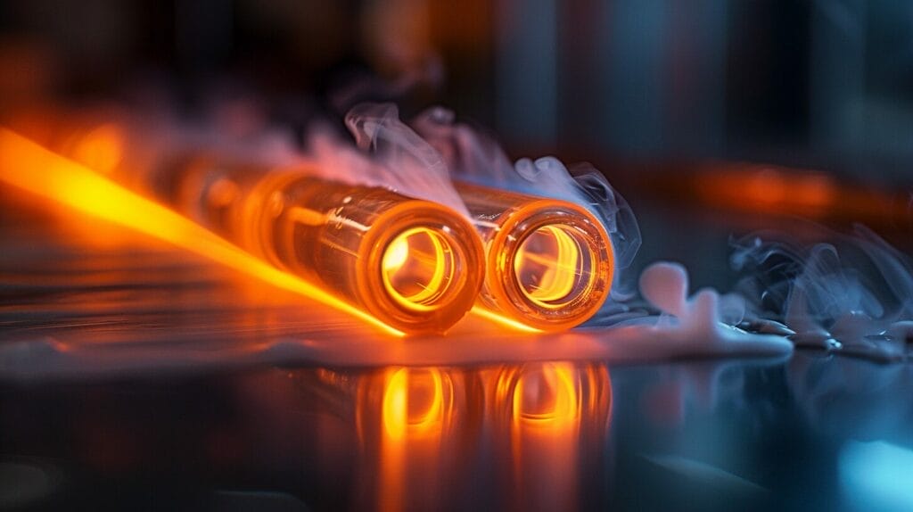 a flame approaching a tube of silicone caulk