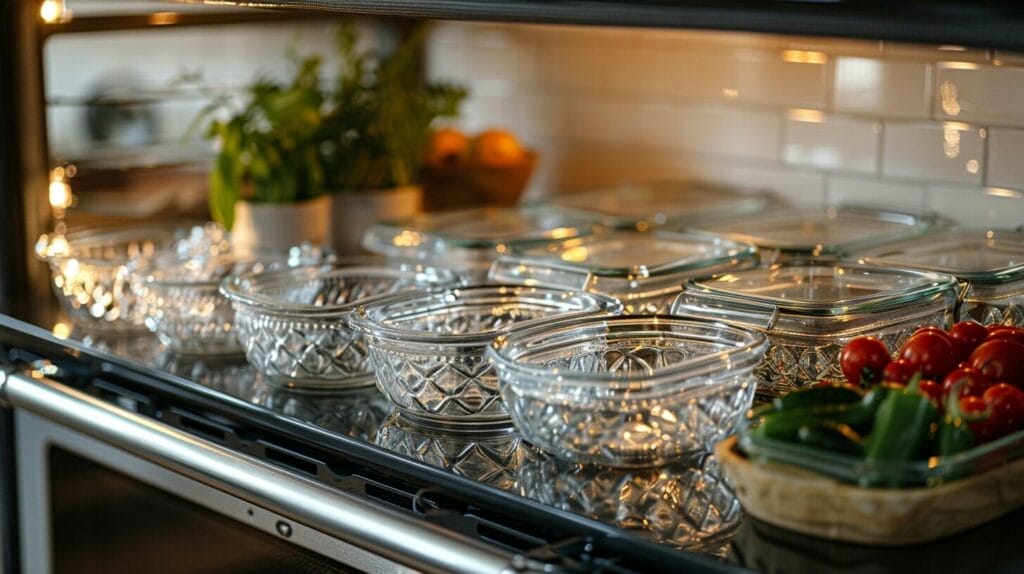 a sparkling clean glass dish inside a pristine oven