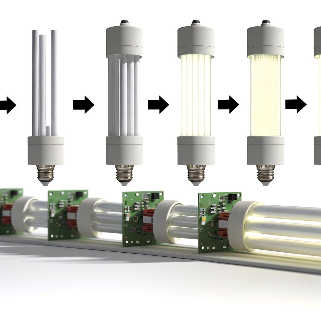 Fluorescent to LED lights transition with vanishing ballast