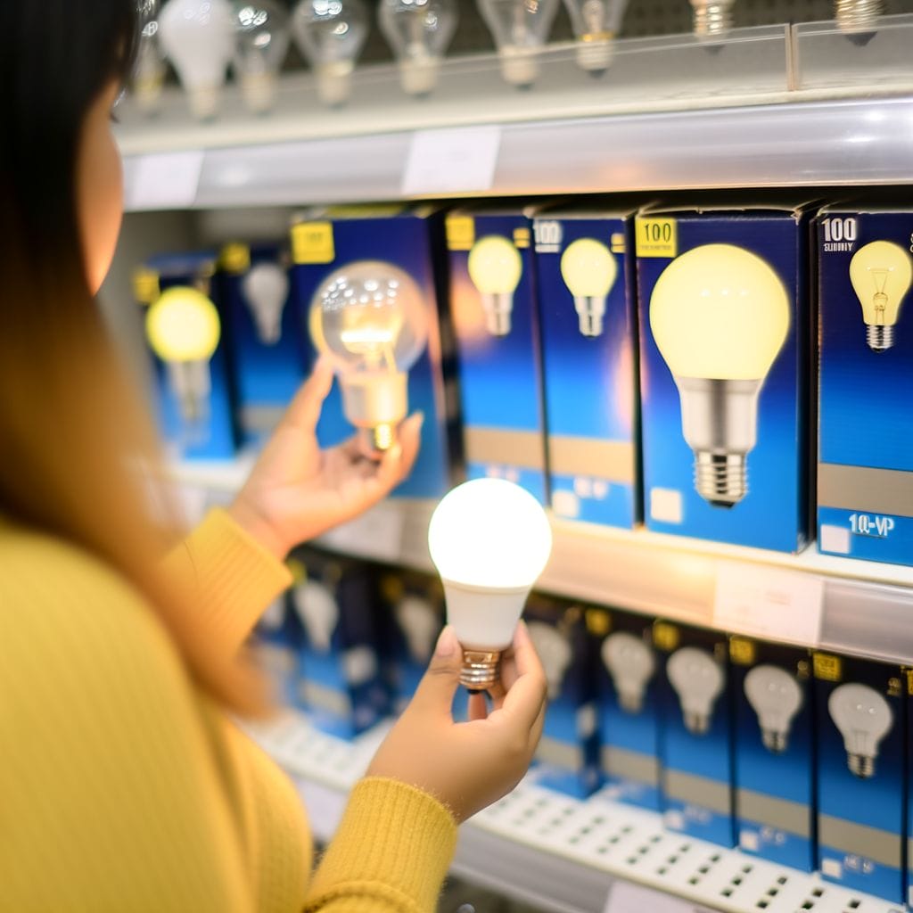 Light bulbs on shelf