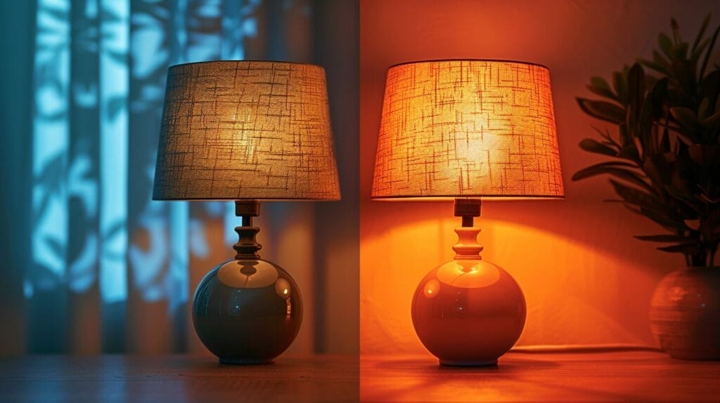 Two side-by-side lamps in a room