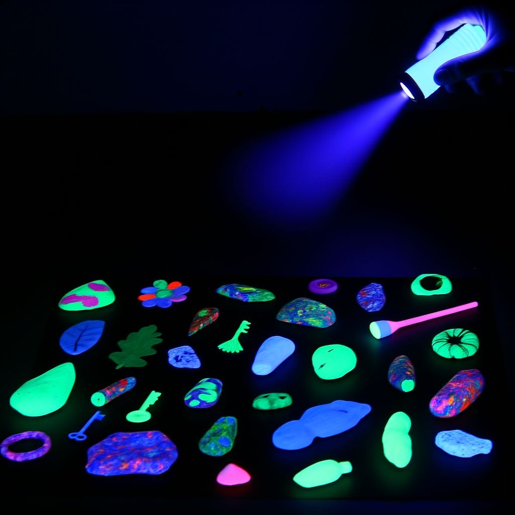 UV flashlight revealing objects