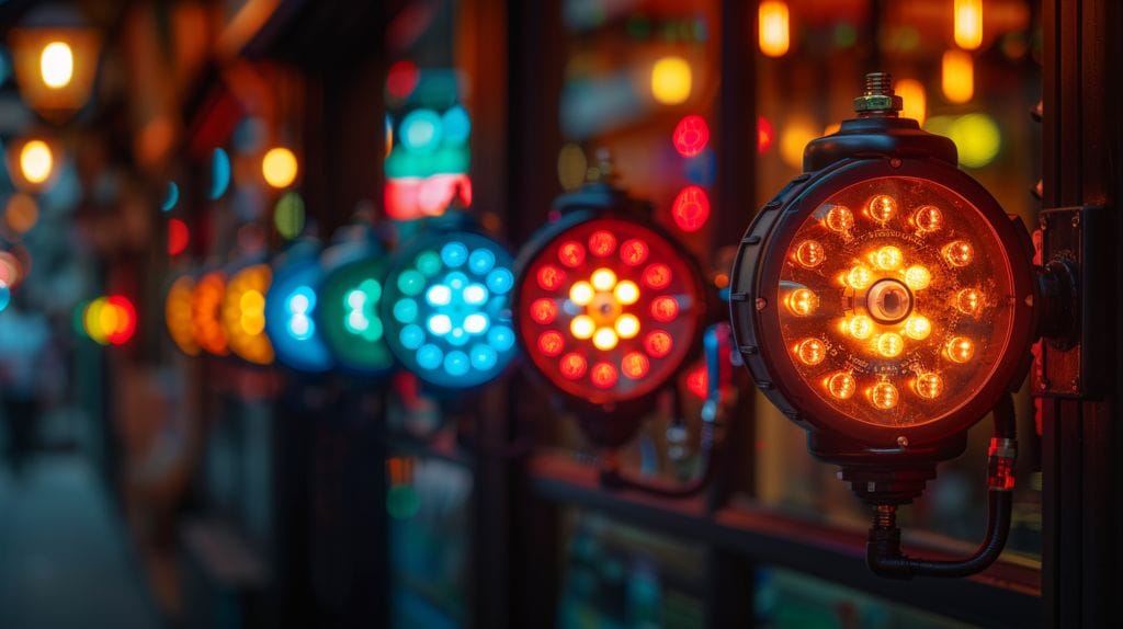A variety of LED lights in different settings