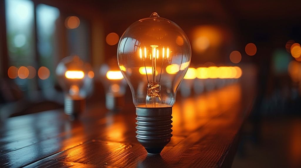 Incandescent bulb with burnt out bulbs.