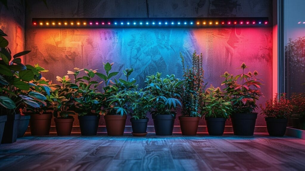 Comparison of diverse LED grow lights from Amazon, differing in size, wattage, and spectrum.