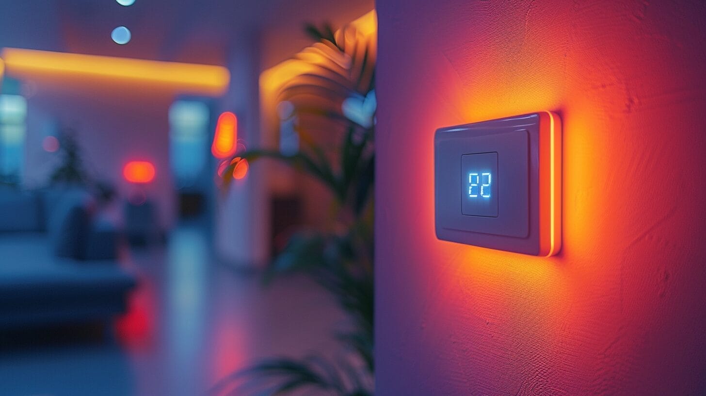 Image of a modern dimmer switch on a wall with LED lights glowing at different brightness levels.