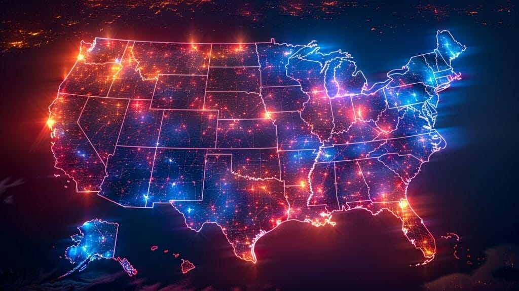A colorful map of the United States highlighting different solar tax credits by state.