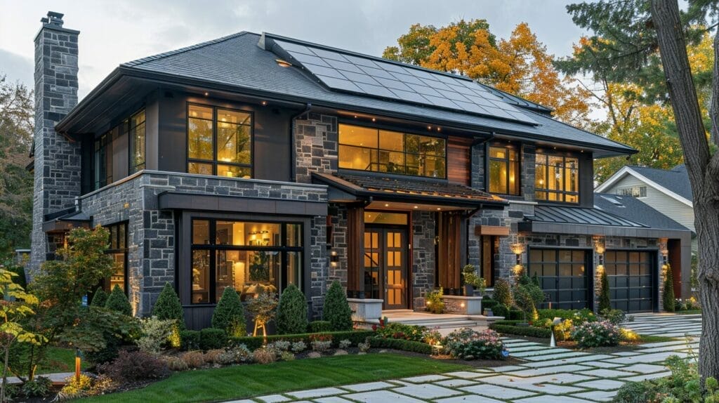 A picturesque image of a residential home with solar panels