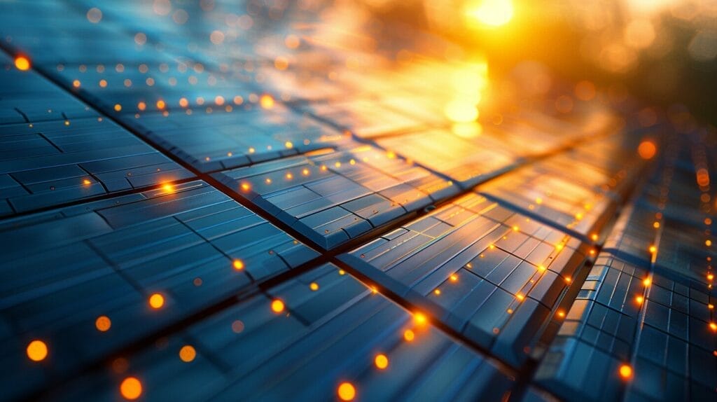 Futuristic solar panel module design efficiently generating energy from sunlight.