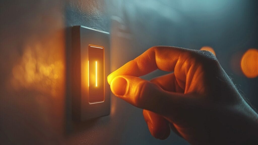Image of a hand flipping one switch with the other down