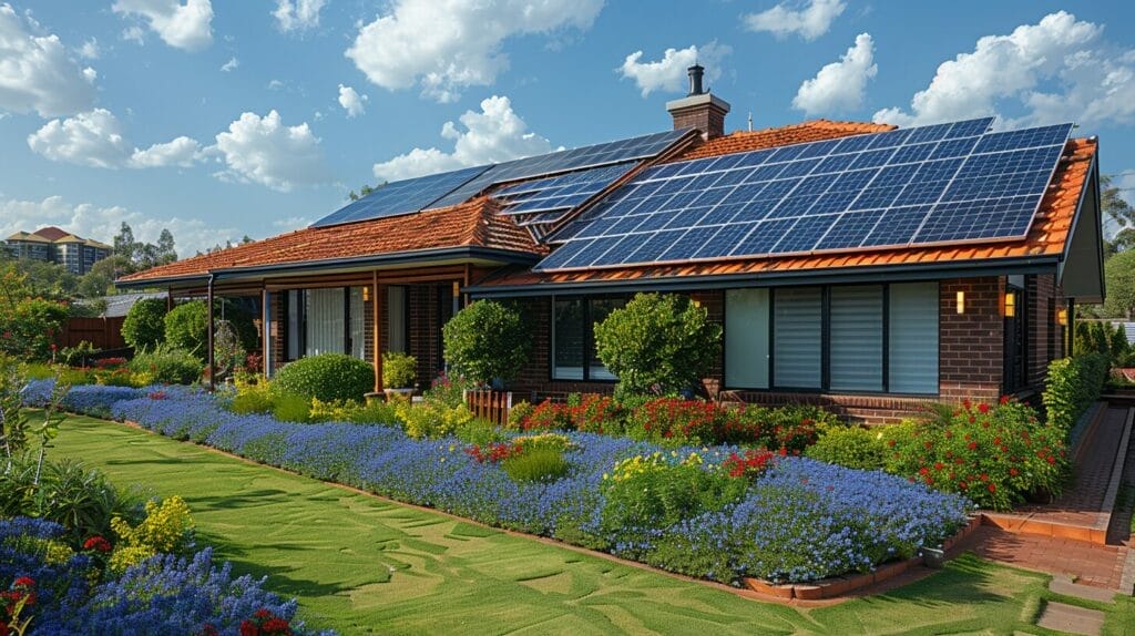 Perth rooftop with diverse solar panels.