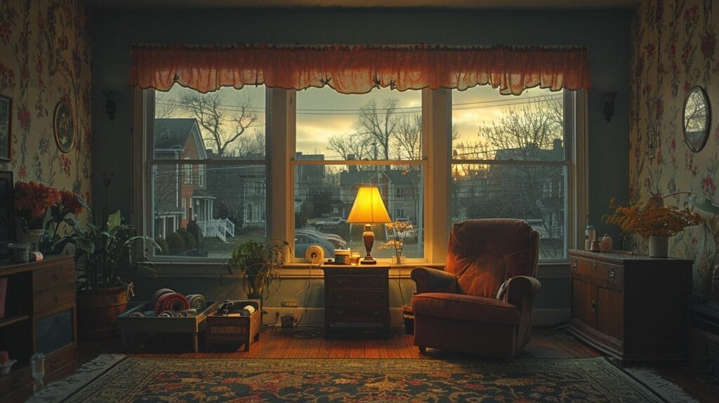 Cozy living room at dusk