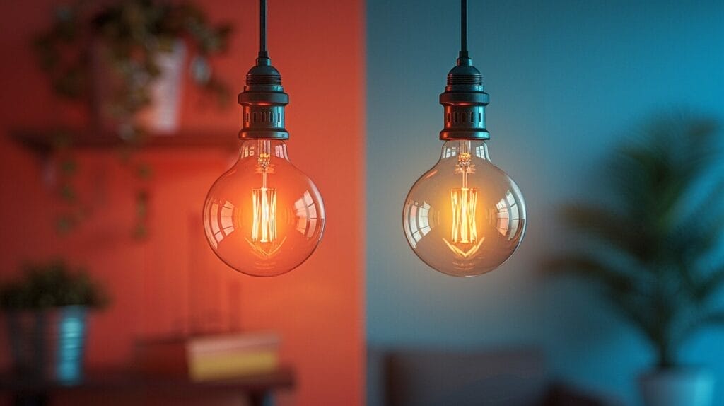 LED vs. incandescent bulbs comparison.